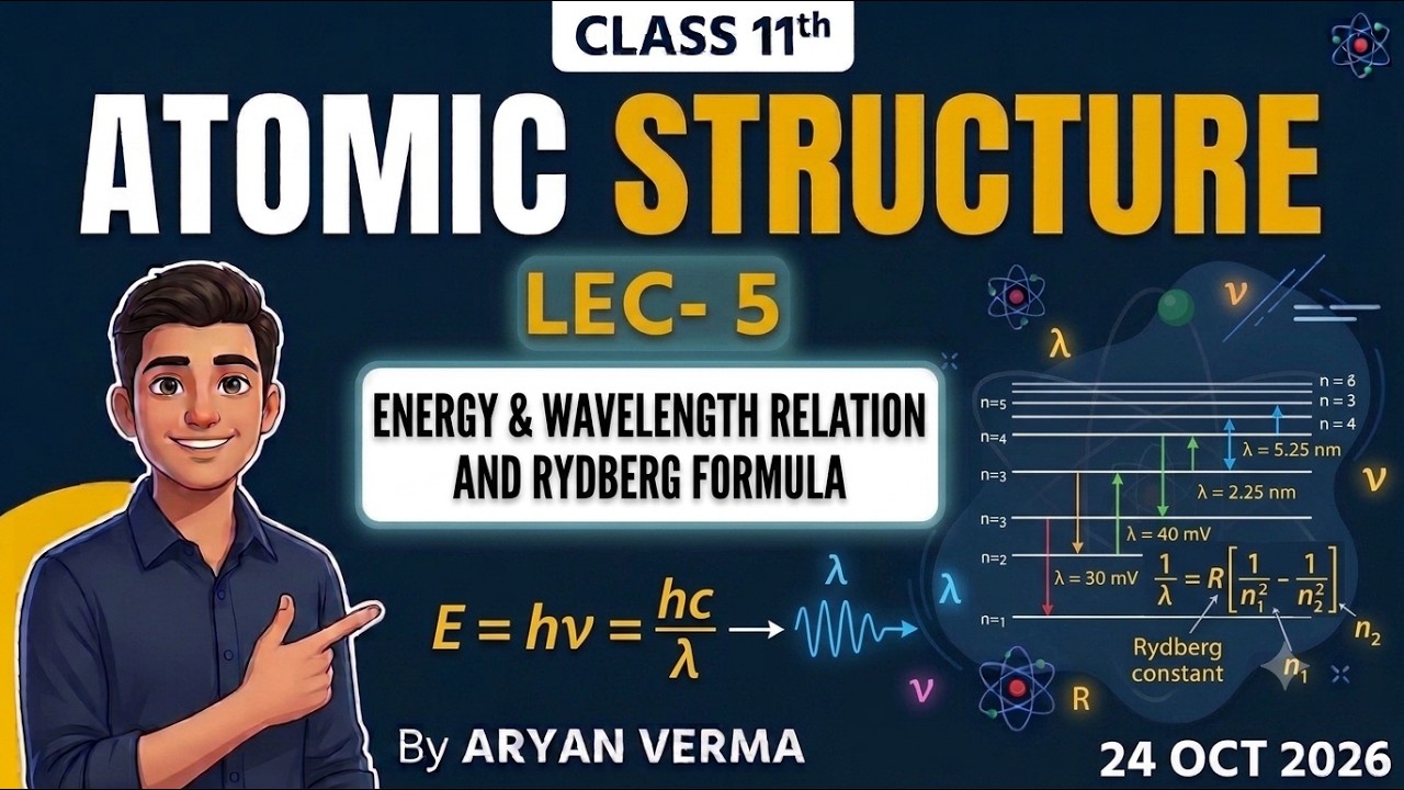 The Rydberg Formula Atomic structure (Lec-5) | Energy & Wavelength relation & Rydberg ...