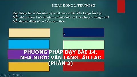 PHƯƠNG PHÁP DẠY BÀI 14. NHÀ NƯỚC VĂN LANG- ÂU LẠC (PHẦN 2- SÁCH KẾT NỐI TRI THỨC VỚI CUỘC SỐNG)