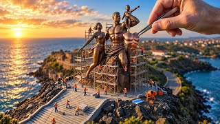 Full Colossal African Renaissance Monument from Scratch ⚒️ | Satisfying DIY Miniature Bronze Statue 🏗️ Guide
