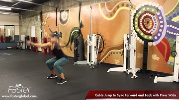 Base Exercise Cable Jump In Sync Forward and Back with Press Wide