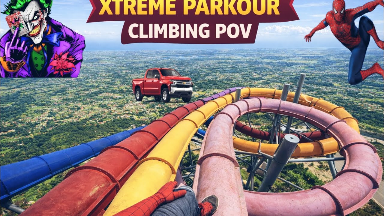 XTREME PARKOUR CLIMBING AND SLIDING AT SuPER Waterslides POV