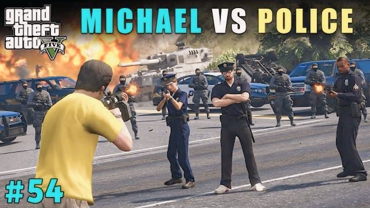 Micheal vs police with 5 star (GTA V) - YouTube