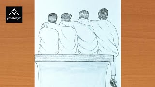 How to draw boy backside drawing || Best friend drawing || BFF Drawing step by step for beginner