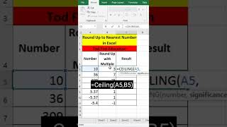 ceiling function in #microsoft  #excel #msexcel #shorts #computer #education #tricks