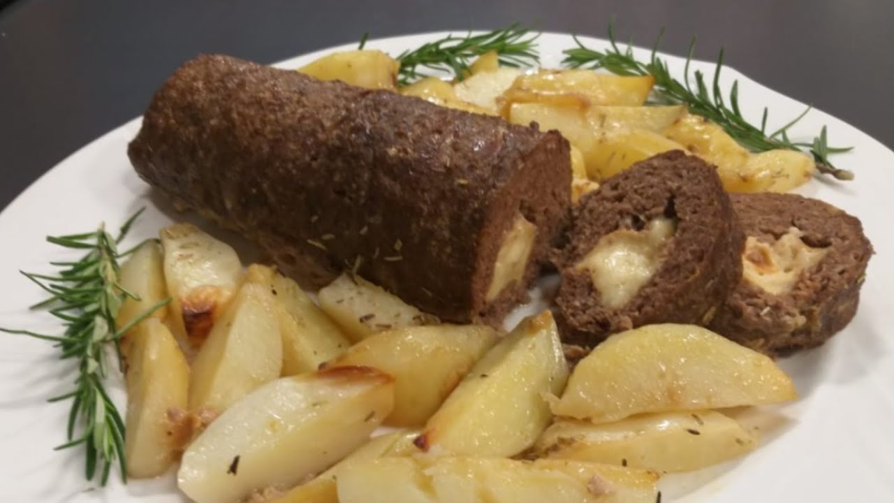 Qofte e mbushur me djathë në furrë me patate nga zonja Vjollca