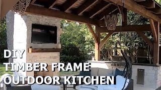 Timber Frame Outdoor Kitchen DIY Build Part 3 (Fireplace & Grill Station)