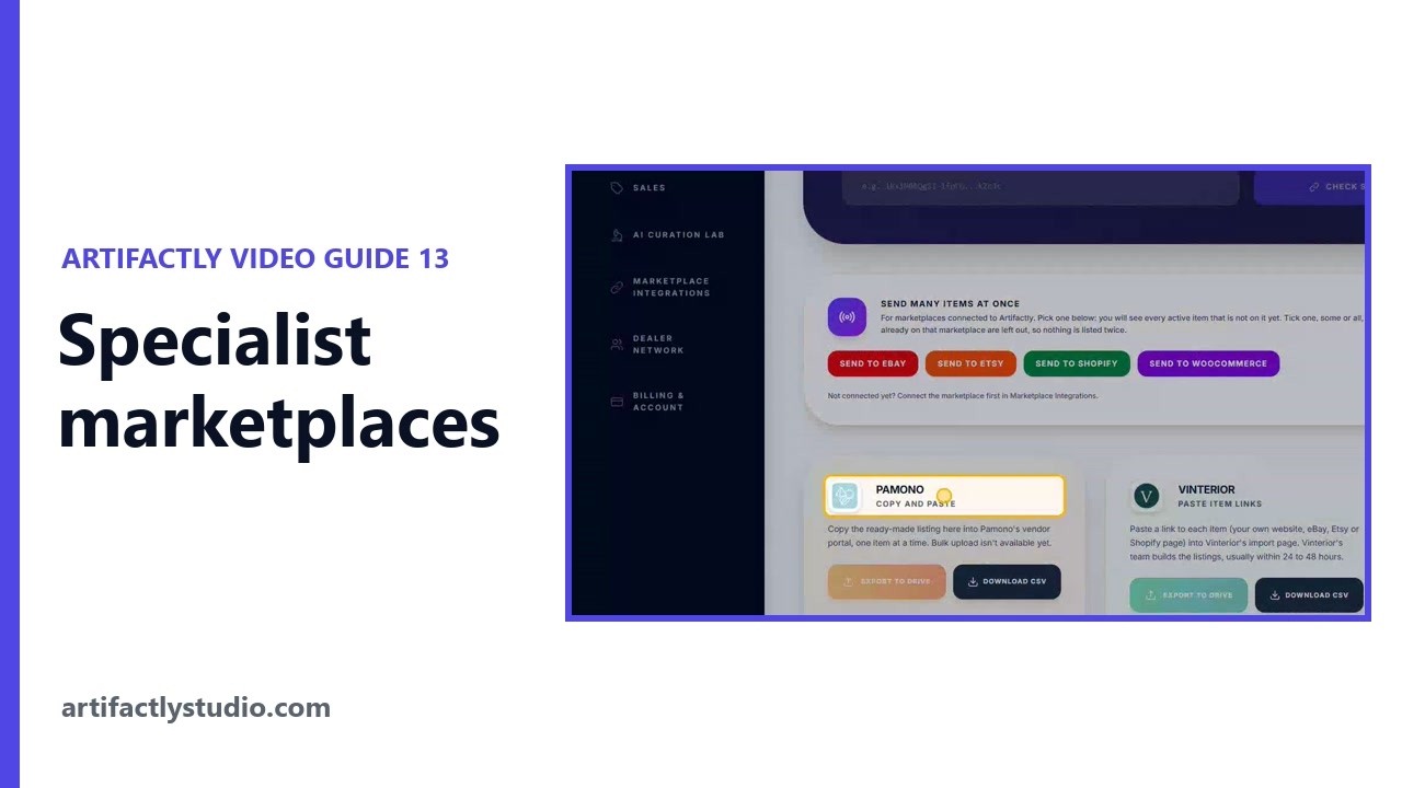 Video guide: List on Vinterior, Pamono, LAPADA, 1stDibs and more