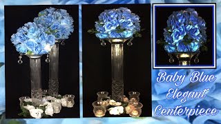Hobby Lobby Tall Glamorous Lit Centerpiece DIY Baby Blue Floral Arrangement 99 Store Haul