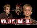 Catching fire cast plays would you rather  jennifer lawrence josh hutcherson sam claflin