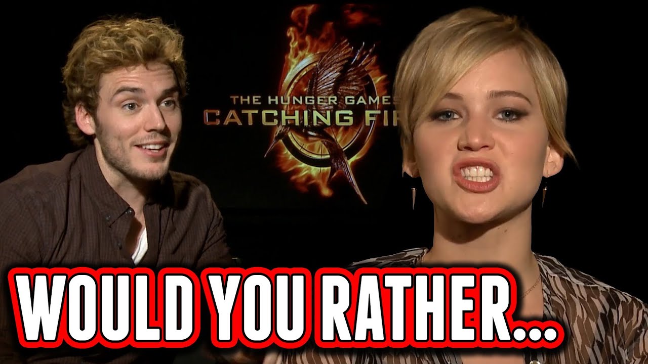 Актерский состав «И вспыхнет пламя» играет: «Вы бы предпочли?» — Дженнифер Лоуренс, Джош Хатчерсо...