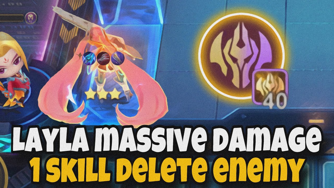 MASSIVE DAMAGE LAYLA 1 SKILL DELETE ENEMY | MAGIC CHESS MLBB