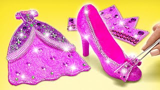 Let's Craft Glittery Outfit for Princess  Cute Doll DIYs
