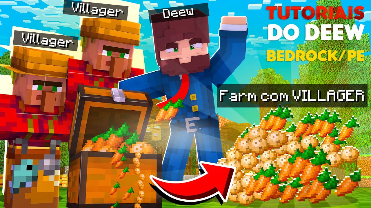 ️ COMO FAZER FARM DE CENOURA E BATATA COM ALDEÕES - MINECRAFT BEDROCK 1 ...