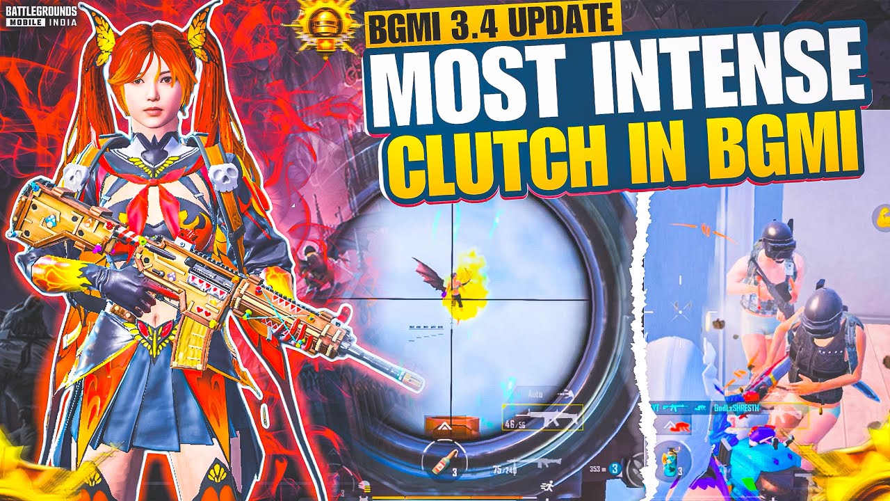 ⚡️ The most Intense 1vs4 Clutches in Conqueror lobby | BGMI 3.4 Update ...