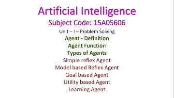 Agent in Artificial Intelligence - 15A05606 - Unit-1