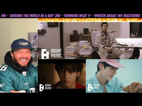 RM - 'Around the world in a day' JIN - 'Running Wild' V - 'Winter Ahead' MV Reactions!
