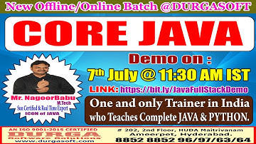 CORE JAVA Offline/Online Training @ DURGASOFT