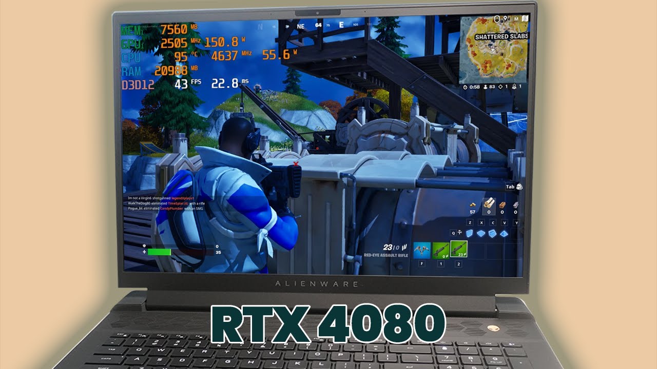 RTX 4080 | Alienware m18 r1 | Fortnite Epic+RT+DLSS gameplay - YouTube