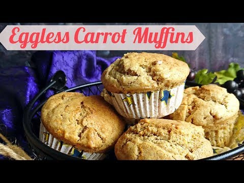 Eggless Spiced Carrot Muffins | eggless carrot cupcakes | how to make easy carrot walnut muffins