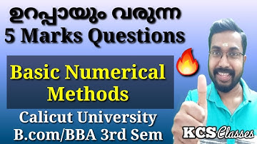 Sure 5 Marks Questions|Basic Numerical Methods|Calicut University B.com/BBA 3rd Sem