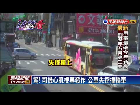 公車司機突心肌梗塞  一路滑行失控撞車－民視新聞