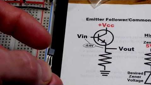 Emitter follower common collector NPN BJT 2N3904 trimpot LDR and zener diode voltage dividers