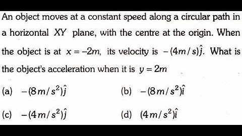 An object moves at a constant speed along a circular path in a horizontal XY plane