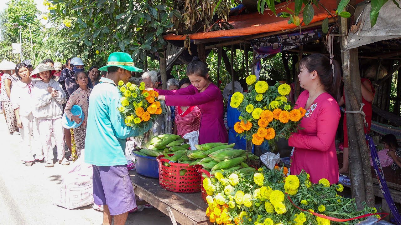 Bác Hùng và Anh Ở Mỹ Tặng 500 Trái Bắp 184 Cây Bông Thọ cho Bà Con Khmer | HQ #1823