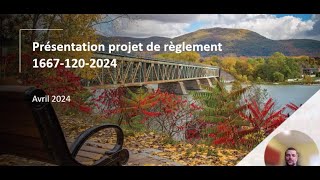 Présentation du projet de règlement 1667-120-2024