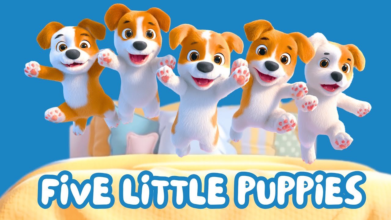 Five Little Puppies Jumping On The Bed Kids Songs Nursery Rhymes five-little-puppies-jumping-on-the-bed-kids-songs-nursery-rhymes