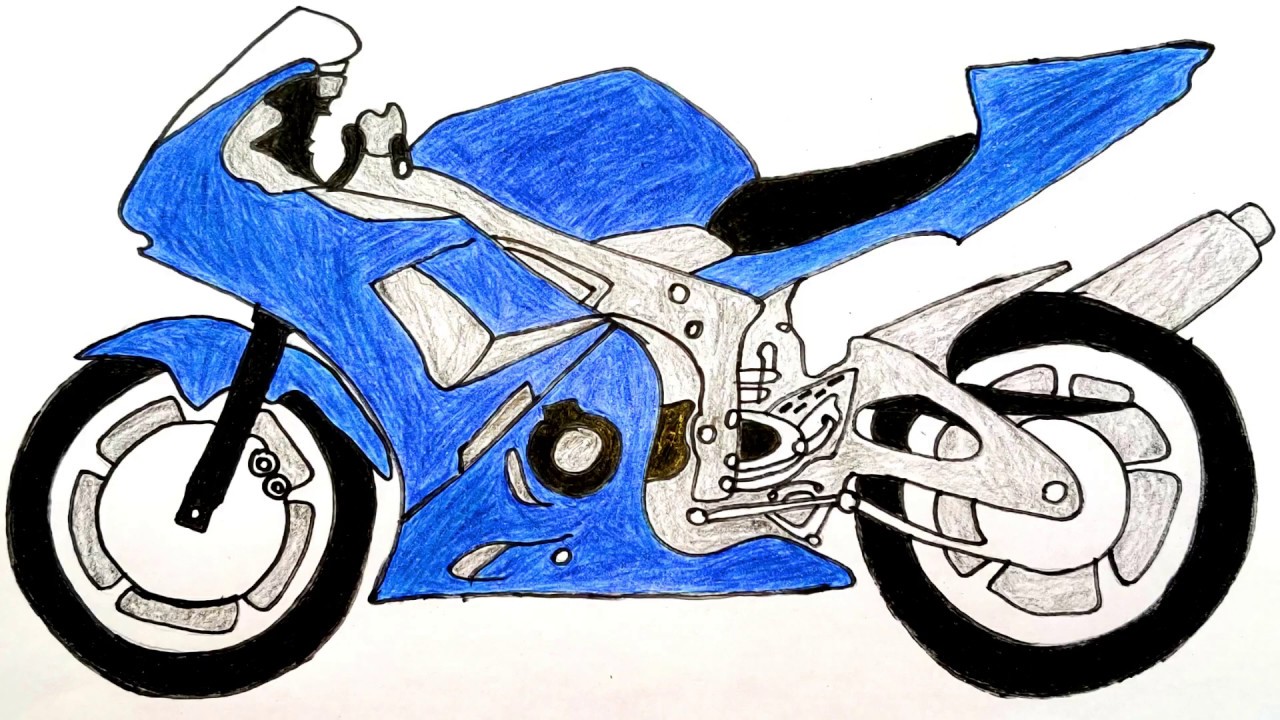 How to draw a Kawasaki Ninja Motor Bike - YouTube