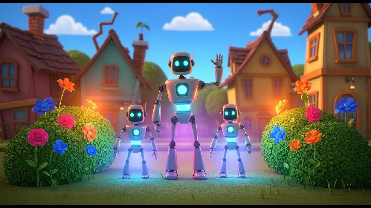 Считаем роботов в городе | Весёлые песенки и детские стишки о числах