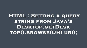 HTML : Setting a query string from Java