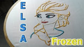 Hand Embroidered; Elsa of Frozen from stitch school.