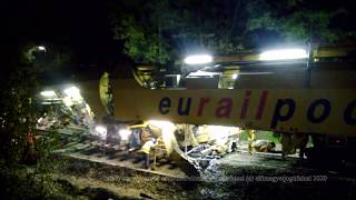 Plasser & Theurer PM 200-2R típusú géplánc Érden a MÁV 31-es számú vasútvonalán 2013-ban