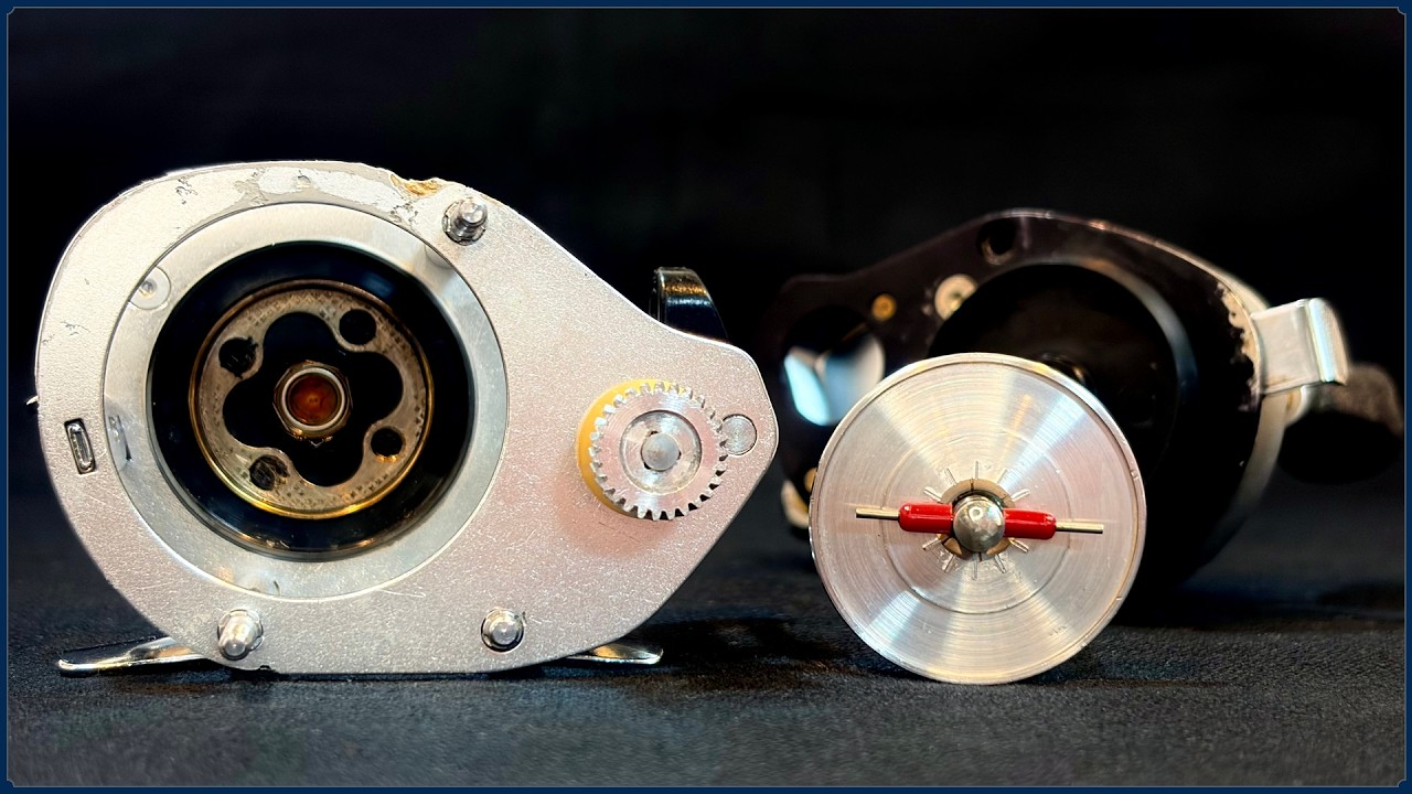 Cleaning an old baitcasting fishing reel.