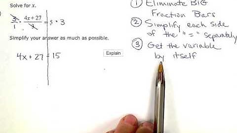 Solving a multi-step linear equation given in fracitonal form