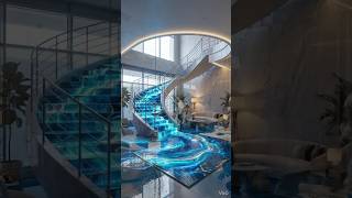 🌊 Luxury Neon Waterfall Epoxy Staircase Transformation💎 Futuristic Glowing Waterfall Staircase