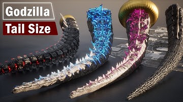 Godzilla Tail Size Comparison in 3D | Godzilla Tail Evolution from Smallest to Largest!