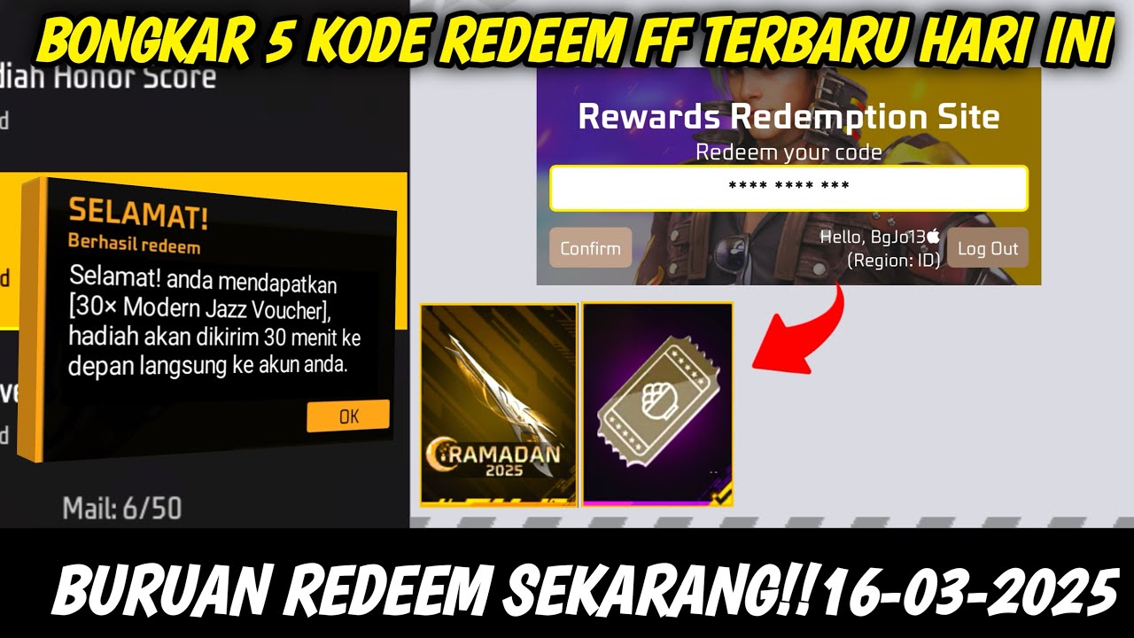 KODE REDEEM FF TERBARU HARI INI 16 MARET 2025 - YouTube