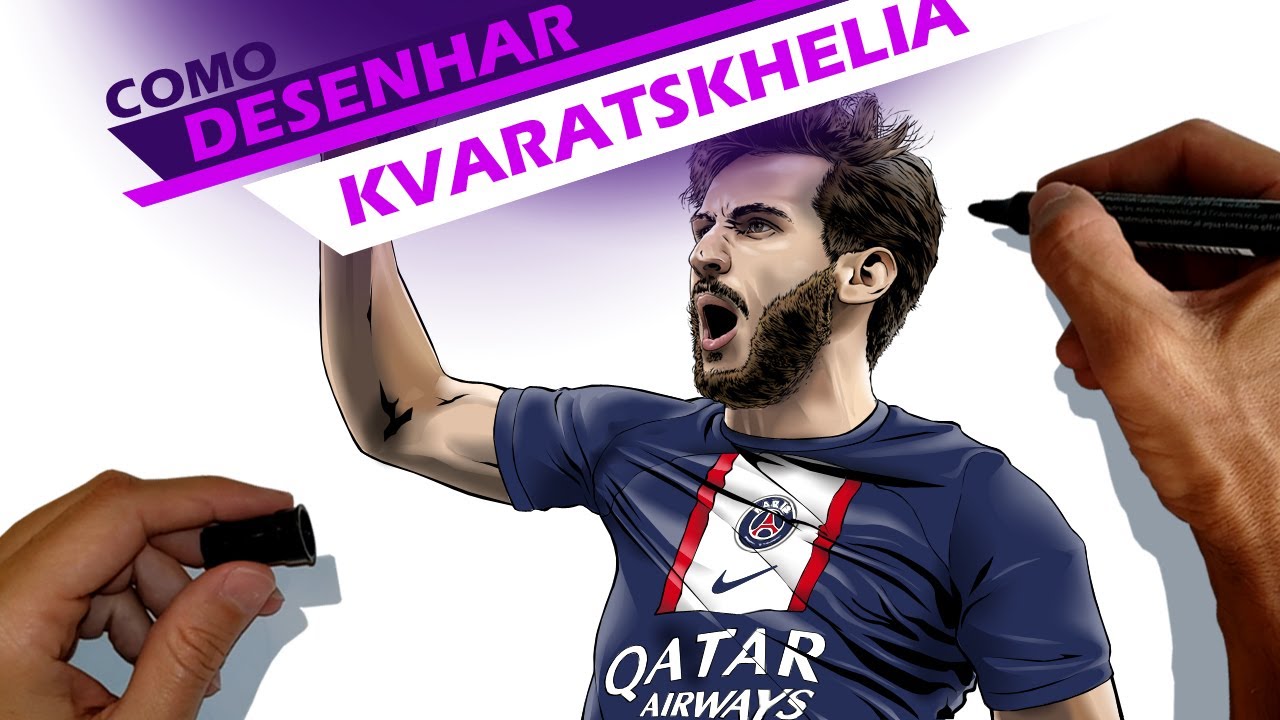 Хвича Кварацхелия, игрок «Пари Сен-Жермен» — как рисовать.