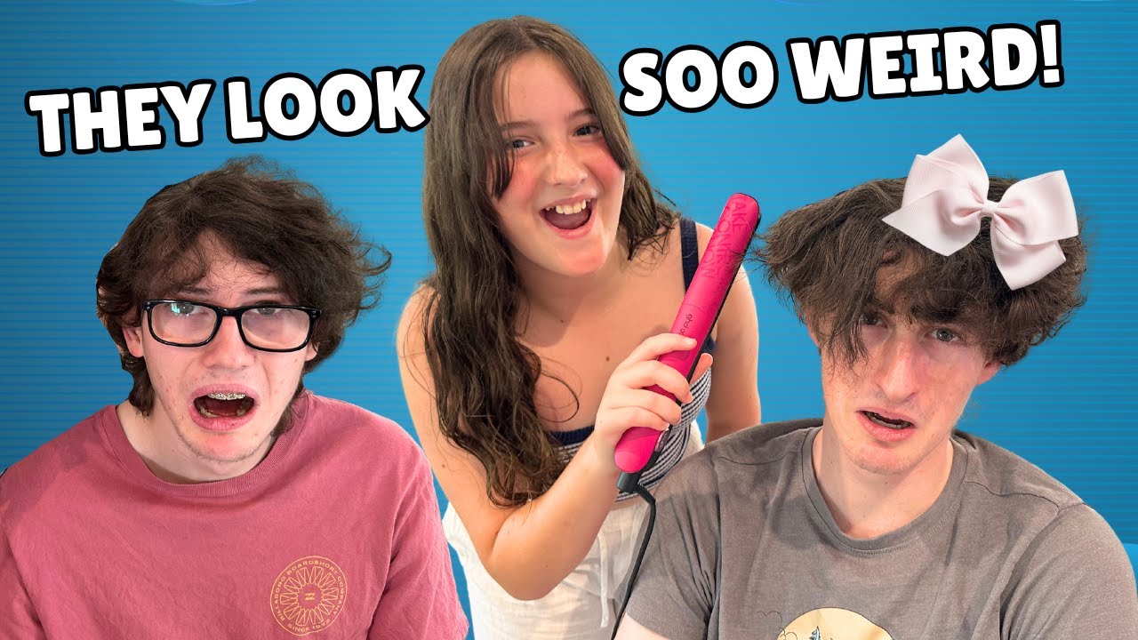 MAKING MY BROTHERS LOOK LIKE GIRLS - HAIR STRAIGHTENING CHALLENGE