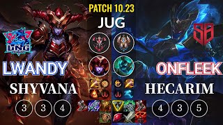 LNG lwandy Shyvana vs SB OnFleek Hecarim Jungle - KR Patch 10.23