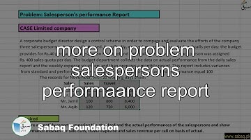 more on problem salespersons performaance report, Accounting Lecture | Sabaq.pk