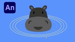 Adobe Animate #16: Draw and Animate A Hippo in Water - Eye Blink and Water Waves