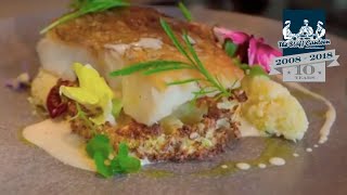 Andrej Prokes creates a cod with  Vin Blanc sauce, mushrooms, spinach & cauliflower recipe