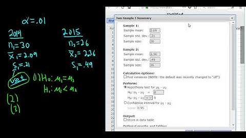 #30. Hypothesis Test for Two Population Means using StatCrunch and T Statistics