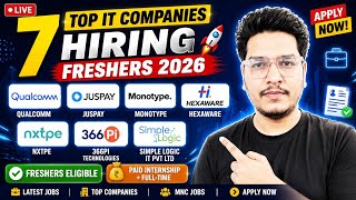 🚀 Freshers Hiring 2026 | Latest IT Jobs | Qualcomm, Juspay, Monotype, Hexaware | Apply Now 