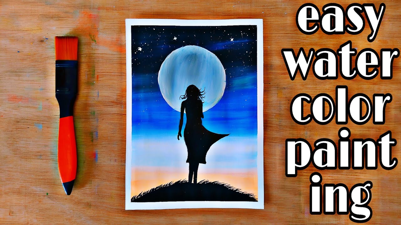Download Oil Pastel Drawing for Beginners - Alone Girl at Night - Step by step  water color painting