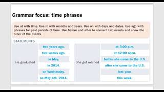 GRAMMAR FOCUS TIME PHRASES